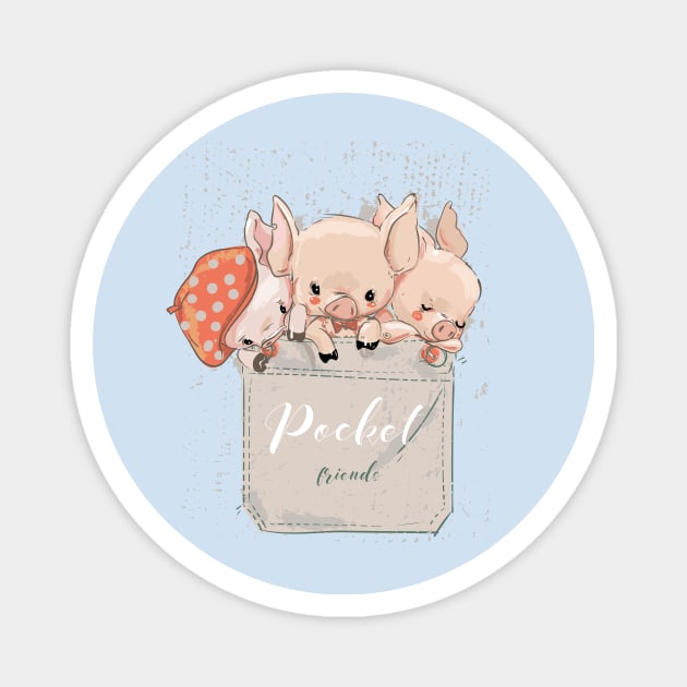 Pocket Piglets Magnet by EveFarb